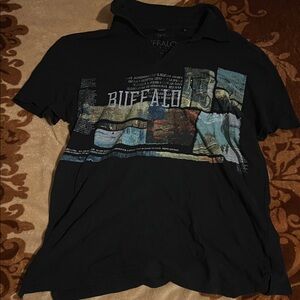 Buffalo David Bitton black buttonless polo shirt